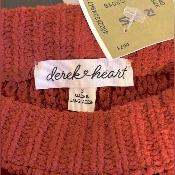 Derek Heart Juniors Terracotta Crop Crisscross Cable Knit Sweater Size-S NWT - Picture 4 of 7